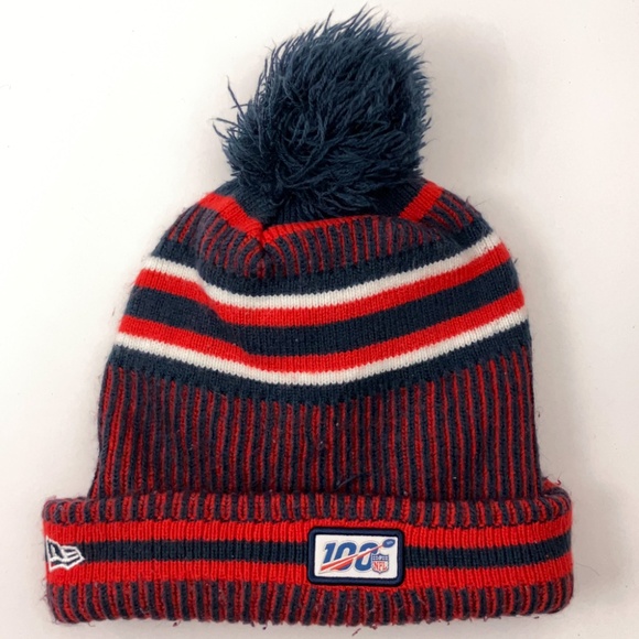 New England Patriots NFL 100 Year Patch Winter Hat New Era Youth - Picture 2 of 4